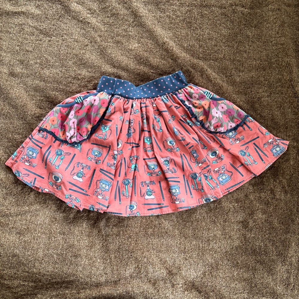 Matilda Jane Secret Fields Hold the Phone circle skirt size 10 telephone print